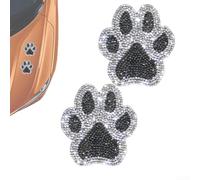 DAZZLEEX Rhinestone Dog Paw Car Stickers Waterproof Graphic Decals for Vehicles Cars Trucks SUVs Bicycles Laptops Water Bottles 2 Pack(Black and White)