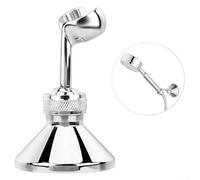 DAZZLEEX Solid Brass Shower Head Wall Bracket Holder with Adjustable Swivel Chrome Finish for Standard Handheld Shower Heads 22.2mm Round Hole Silver