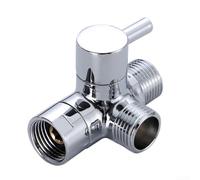 DAZZLEEX Solid Brass Three Way Shower Diverter Valve for Dual Head Setup with Pause Mode 12 Inch IPS Inlet and NPT Ports Bathroom Water Splitter Adapter(Electroplating)