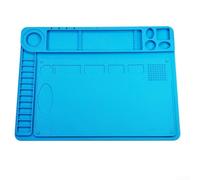 DAZZLEEX TE-601 Soldering Mat Heat Resistant Silicone Work Pad 48x36cm Non-Slip Repair Station for Electronics Phone Watch Computer DIY Brazing Tools Blue