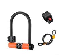 DAZZLEEX U-Shaped Password Lock Waterproof Anti-Theft Steel Bicycle Lock with 4-Digit Combination Password Protection Cable Lock for Mountain Road Bikes Scooters 18.3x12.8cm(Black Orange)