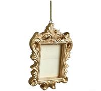 DAZZLEEX Vintage Baroque Mini Photo Frame Set Gold Resin Picture Frames in Square Oval and Decorative Shapes for Christmas Tree Ornaments and Holiday Home Display(Rectangular)