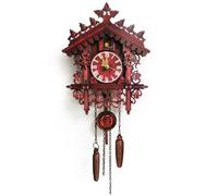 DAZZLEEX Vintage Wooden Cuckoo Clock Wall Clock with Tree House Swing Design, 44 cm White Roman Numerals, Battery-Powered Home Decor for Living Room or Office(KB-201)