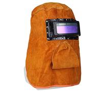 DAZZLEEX Welder Mask - Welding Helmet Anti-UV Anti-Glare Yellow Leather Wear-Resistant Breathable Protective Mask With Lens-Dimming lens