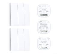 DAZZLEEX Wireless Self-Generating Remote Control Light Switch,Waterproof ABS Construction for Indoor or Outdoor Lighting,Easy Live and Neutral Wire Installation,Portable(2-3)
