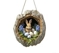 DAZZLEEX Wooden Easter Bunny Decoration Hanging Acrylic Spring Ornament for Home Door Wall Window Sill Courtyard Festive Holiday Decor Multicolor 30cm(GJ831-007)