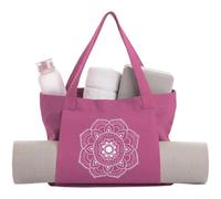 DAZZLEEX Yoga Mat Bag Canvas Full for Zip Carrier for Thick Mats 6mm 8mm with Adjustable Strap Multi Pocket Storage Gym Tote(Rose Red)