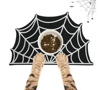Dazzleimart Halloween Pet Mat for Food and Water, Spider Web Pattern, Black, Cat & Dog Bowl Placemat, Non-Slip, Quick Dry, Easy Clean, 23.6 x 15.7 Inches