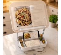 Dazzleree Cookbook Stand for Kitchen Counter with 3-Section Storage Tray