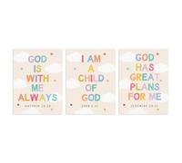 Dazzlewall 3Pcs Christian Nursery Wall Art Set,Colorful Scripture Canvas Prints for Christian Family Kids Bedroom Nursery Decor 12x16 in Unframed