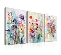Dazzlewall 3Pcs Framed Watercolor Flower Wall Art Decor Modern Wildflower Prints, Colorful Botanical Wall Pictures for Bedroom Bathroom Living Room Decor 12x16 in