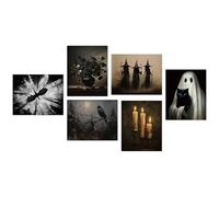 Dazzlewall 6pcs Dark Wall Art Print, Halloween Vintage Dark Academia Poster Gothic Black Artwork Print for Home Gallery Wall, 8x10 in Unframed