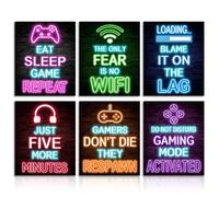 Dazzlewall 6Pcs Game Wall Art Poster Video Gamer Room Decor, Neon Gaming Poster for Teenage Boy Room Decor 8x10 in Unframed