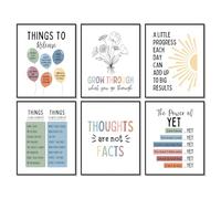 Dazzlewall 6Pcs Motivational Quotes Wall Art Pictures, Positive Affirmations Poster for Office Classroom Kids Room Bedroom Decor 8×10 in Unframed