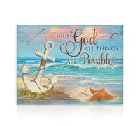 Dazzlewall Beach Bathroom Wall Art Picture, Bible Verses Inspirational Wall Art Print for Bedroom Living Room Decor 12×16 in Unframed