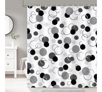 Dazzlewall Black and White Polka Dots Shower Curtain, Geometric Modern Abstract Bathroom Curtain 180x180cm, Waterproof Mildew & Mould Resistant Fabric with 12 Hooks