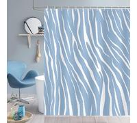 Dazzlewall Blue Striped Shower Curtain, Geometric Abstract Lines Bathroom Curtain 180x180cm, Waterproof Mildew & Mould Resistant with 12 Hooks