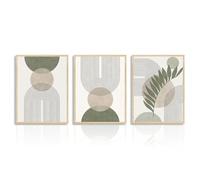 Dazzlewall Boho Abstract Wall Decor Poster Sage Green and Beige, Minimalist Geometric Wall Poster for Bedroom Living Room 12x16 in Unframed Set of 3