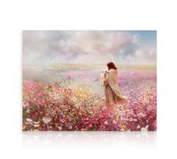 Dazzlewall Christian Wall Art, Jesus Embraces Lamb in Flower Field Painting Print for Church Bedroom Prayer Room Decor 12x16 in Unframed