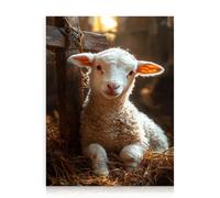 Dazzlewall Christian Wall Art Painting Print, Jesus Crucifixion with Lamb Picture for Church Bedroom Prayer Room Decor 12x16 in Unframed