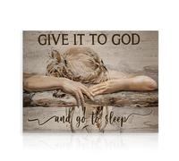 Dazzlewall Christian Wall Art Poster, Give It to God and Go to Sleep Inspirational Quotes Poster for Dorm Bedroom Girls Room Decor 12x16 in Unframed