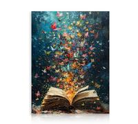 Dazzlewall Colorful Butterfly Book Wall Art, Vintage Aesthetic Library Poster for Reading Room Living Room Decor 12x16 in Unframed