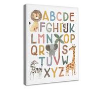 Dazzlewall Framed ABC Nursery Wall Art Poster, Boho Alphabet Safari Animal Print Picture for Kids Bedroom Living Room 12x16 in