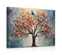 Dazzlewall Framed Colourful Tree of Life Wall Art Print, Vintage Flower Tree Painting Picture for Bedroom Living Room Decor 12x16 in