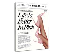 Dazzlewall Framed Feminism Fashion Wall Art,Vintage Newspaper Style Life Is Better In Pink High Heels Canvas Prints for Girls Bedroom Living Room Decor 12x16 in