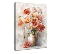 Dazzlewall Framed Floral Wall Art Painting, White Red Flowers in Vase Artwork Print Watercolour Blossom Wall Picture for Bedroom Living Room Decor Aesthetics, 12x16 in