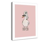 Dazzlewall Framed Funny Duck Wall Art, Pink Cool Sunglass Duck Wall Artwork Print Minimalist Goose Bathrobe Painting for Bathroom Bathtub Toilet Decor, 12x16 in
