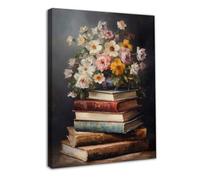 Dazzlewall Framed Vintage Flower Wall Art Decor Moody Flower Books Prints, Floral Oil Painting Poster Dark Academia Aesthetic Decor for Bedroom 12x16 in