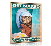 Dazzlewall Funny Cat Wall Decor Poster Cat in a Shower Cap, Vintage Wall Poster for Bathroom Toilet Decor 12x16 in Unframed