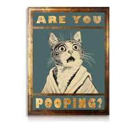 Dazzlewall Funny Cat Wall Decor Poster Cute Cat Vintage Are You Pooping Sign Canvas Wall Poster for Bathroom Toilet 12x16 in Unframed