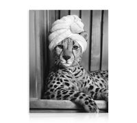 Dazzlewall Funny Cheetah Wall Art, Leopard in Bathtub Picture Print Humorous Black And White Animal Wall Decor Poster for Bathroom, 12x16 in Unframed