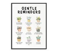 Dazzlewall Gentle Reminders Wall Art Positive Affirmations Prints, Inspirational Quotes Poster for Classroom Office Bedroom Decor 12×16 in Unframed