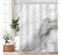 Dazzlewall Grey Marble Shower Curtain, Abstract Modern Luxury Waterproof Bathroom Curtain 180x180cm, Mildew & Mould Resistant Polyester with 12 Hooks
