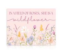 Dazzlewall Inspirational Wildflower Wall Art,Soft Pink Floral Encouraging Quote Canvas Prints for Girls Dorm Bedroom Living Room Decor 12x16 in Unframed