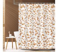 Dazzlewall Orange Leaves Shower Curtain, Yellow Fall Watercolour Plants Botanical Leaves Bathroom Curtain 180x180cm, Waterproof Mildew Resistant Fabric with 12 Hooks
