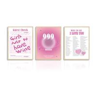 Dazzlewall Pink Preppy Wall Decor Poster Pink Gradient Aura, Trendy Aesthetic Wall Poster for Dorm Teen Girls Room Decor 12x16 in Unframed Set of 3