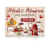 Dazzlewall Rustic Farmhouse Kitchen Wall Art, Vintage Kitchenware Floral Pictures Retro Kitchen Flowers Sign Artwork for Dinning Room, 12x16 in Unframed