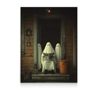 Dazzlewall Rustic Halloween Ghost Wall Art, Weird Three Ghosts Reading News Farmhouse Picture Print Spooky Haunted Wall Decor for Home, 12x16 in Unframed