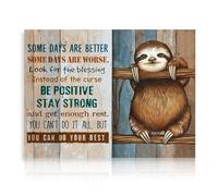Dazzlewall Sloth Inspirational Wall Art, Positive Motivational Quote Rustic Poster for Bedroom Living Room Bathroom Decor 12x16 in Unframed