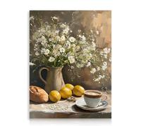 Dazzlewall Vintage Floral Wall Art Poster, Lemon Kitchen Pictures Wall Decor Daisy Still Life Print for Bedroom Living Room Decor 12x16 in Unframed