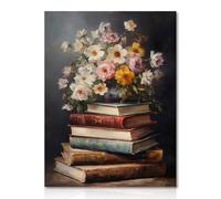 Dazzlewall Vintage Flower Wall Art Poster Moody Flower Books Prints, Floral Oil Painting Poster Dark Academia Aesthetic Decor for Bedroom 12x16 in Unframed