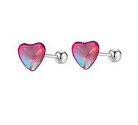 Dazzling CZ Heart Cartilage Tiny Small Stud Earrings for Women Men Tragus Stainless Steel Multi-color Moonstone Love Heart Helix Small Studs Earring Cute Valentine's Day Jewelry Gifts 18G