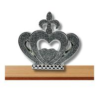 Dazzling Diamond Silver Ceramic 2D Crown Design Prince Queen Ornament: Regal Living Room Accent by Crystal Crown - Elevate Your Home in Lavish Style! (35 cm size)