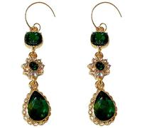 Dazzling Emerald Green Crystal Drop Earrings for Women Vintage Gold Sparkly Teardrop Statement Earrings Gift for Prom, Valentine’s Day, Mother’s Day, Wedding,Bachelorette Party & Holiday Gala