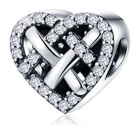 Dazzling Love Knot CZ Charms, Fits Pandora Wedding Anniversary Bracelet, Openwork Knotted Heart Beads, Valentines Day Gift for Women/Wife/Bride/Lover