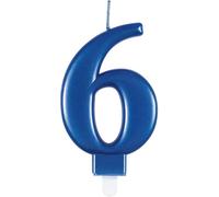 Dazzling Metallic Birthday Candle Numbers 0-9, Cake Topper, Pink Blue Rose Gold Multi, 1 Piece (Blue, 6)